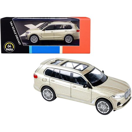 PARAGON 3 in. 1-64 Scale Sunstone BMW X7 Diecast Model Car with Sunroof, Metallic Gold PA-55196